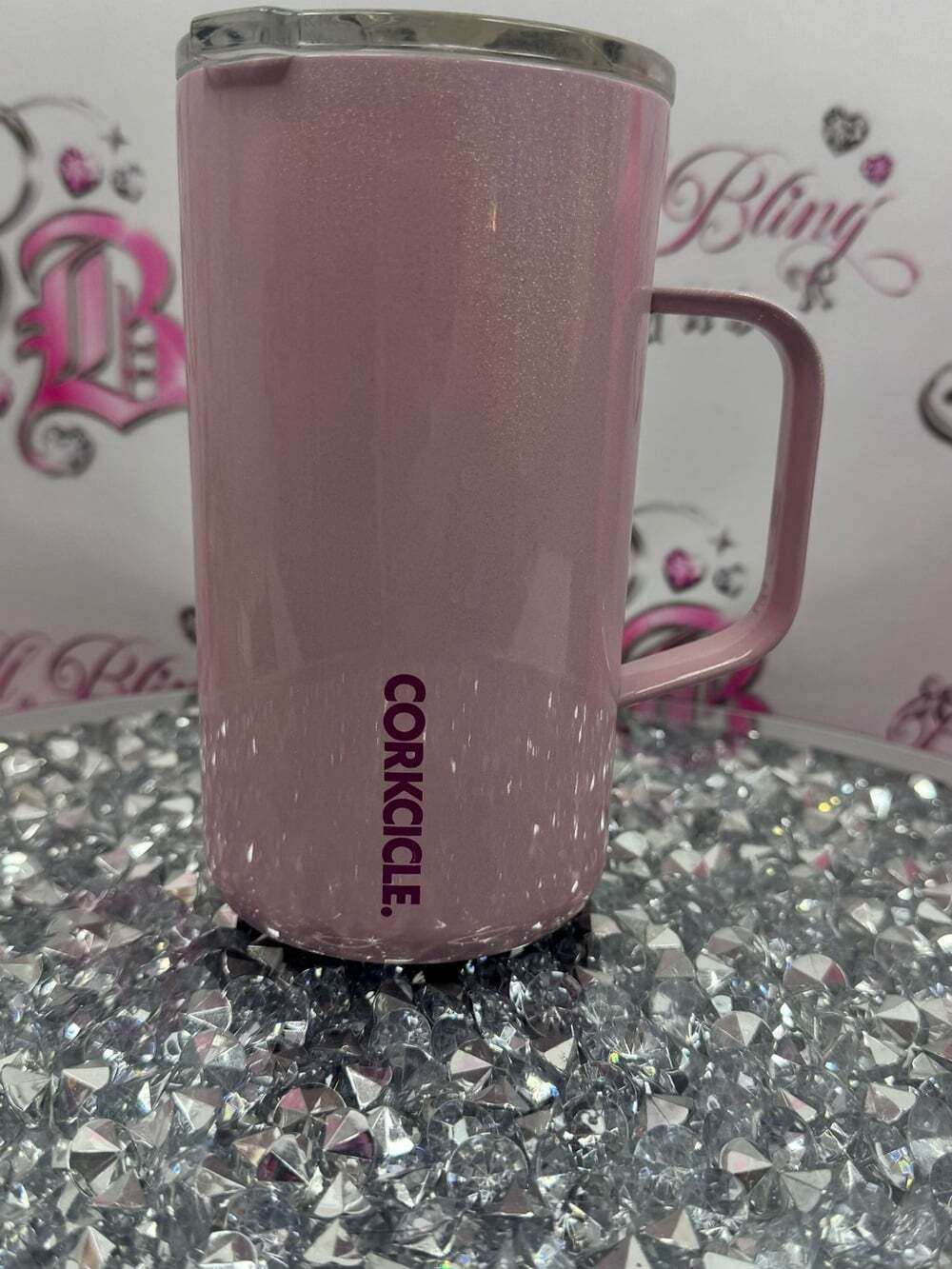 Corkcicle cup mug glitter Shimmery Light Pink Travel Mug with Handle